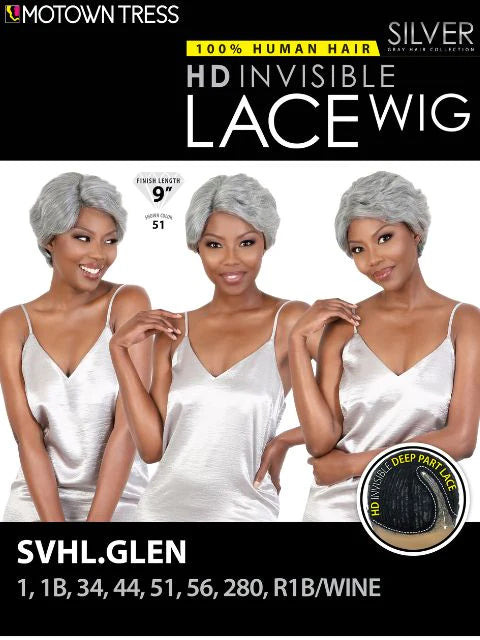 Motown Tress Silver Gray Hair Glueless HD Wig SVHL.GLEN