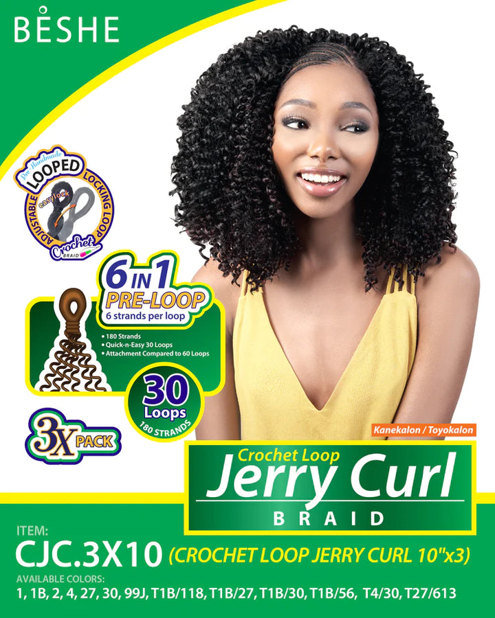 Beshe Gray Crochet Braiding Hair Jerry Curl 10" x 3 CJC.3x10