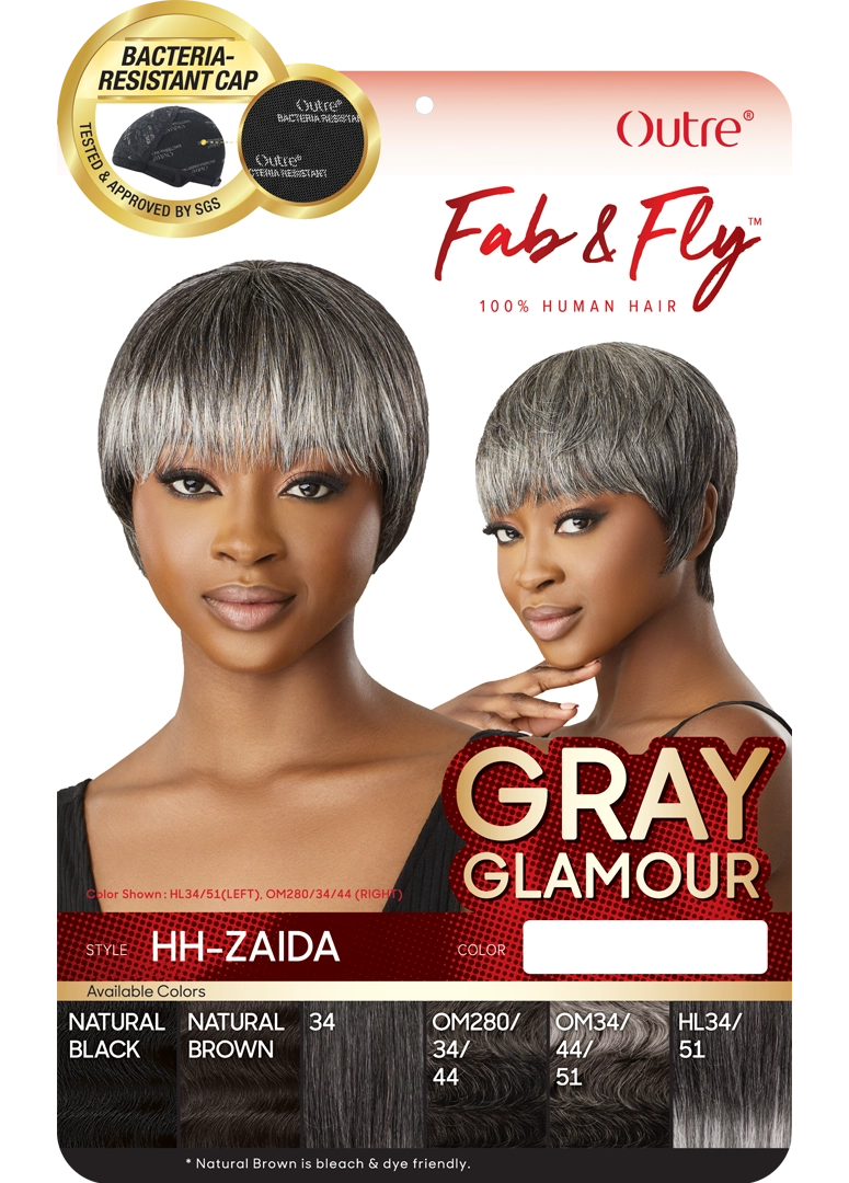 Outre Fab & Fly Gray Glamour Full Wig HH-Zaida - GRAY COLOR WIGS