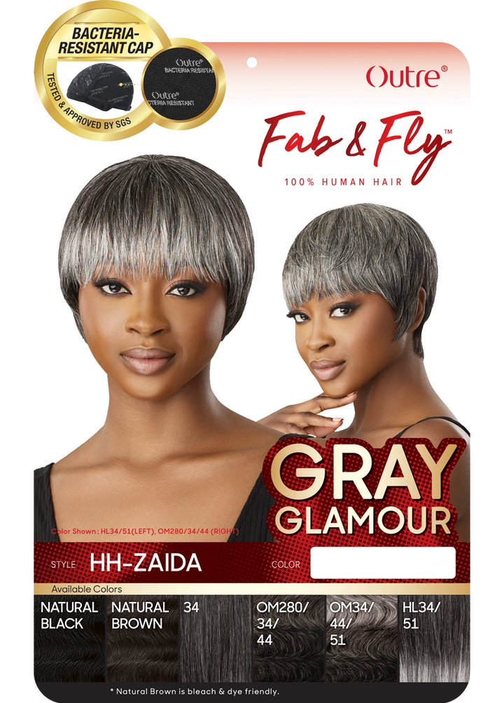 Outre Fab & Fly Gray Glamour Full Wig HH-Zaida - GRAY COLOR WIGS