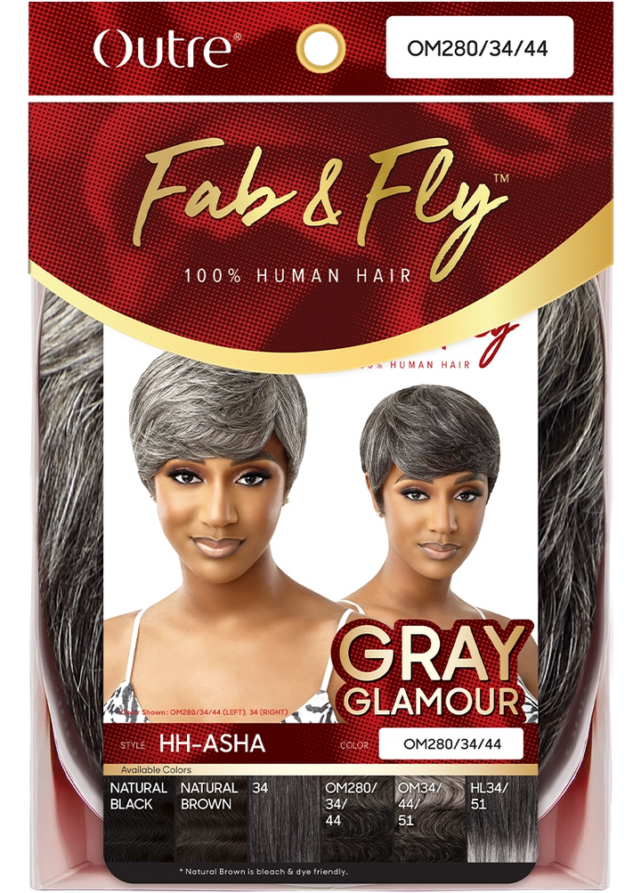 Outre Fab & Fly Gray Glamour Full Wig HH-Asha - GRAY COLOR WIGS