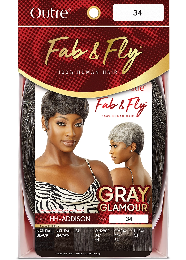 Outre Fab & Fly Gray Glamour Full Wig HH-Addison - GRAY COLOR WIGS